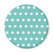 Polka Dot Fridge Magnet (Aqua & White)