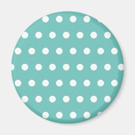 Polka Dot Fridge Magnet (Aqua & White)