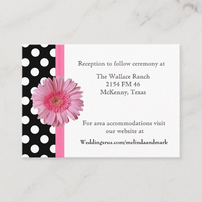 Polka Dot & Gerber Daisy Bröllop-höljeskort Tilläggskort (Framsida)
