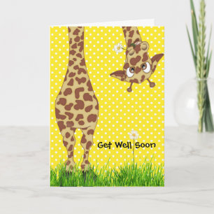 Polka Dot Get well Soon Giraffe Kort