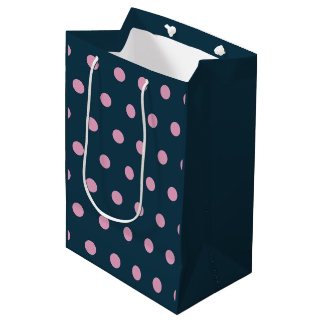 Polka Dot Gift Bag (Midnight Blue & Soft Rosa) (Framsidan Vinklad)