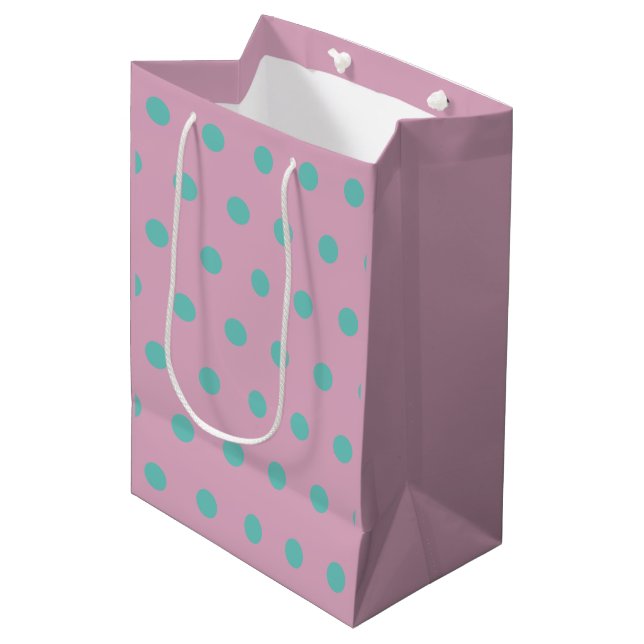 Polka Dot Gift Bag (Rosa & Aqua) (Framsidan Vinklad)