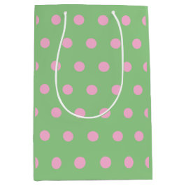 Polka Dot Gift Bag (Sage Grönt & Pastel Rosa)