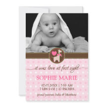 Polka Dot Giraffe Baby Photo Birth Notice