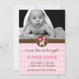Polka Dot Giraffe Baby Photo Birth Notice Meddelande