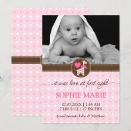 Polka Dot Giraffe Baby Photo Birth Notice Meddelande