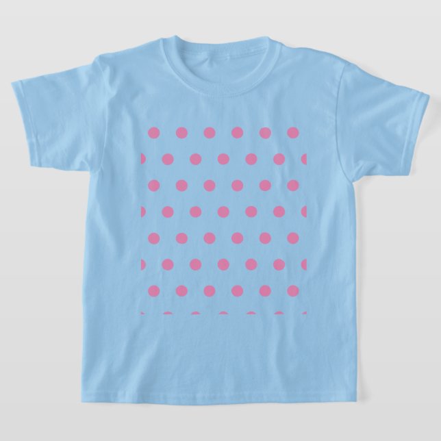 Polka Dot Girl's T-Shirt (Aqua & Rosa) (Laydown)