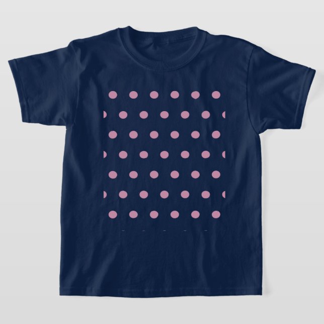 Polka Dot Girl's T-Shirt (Midnight Blue & Rosa) (Laydown)