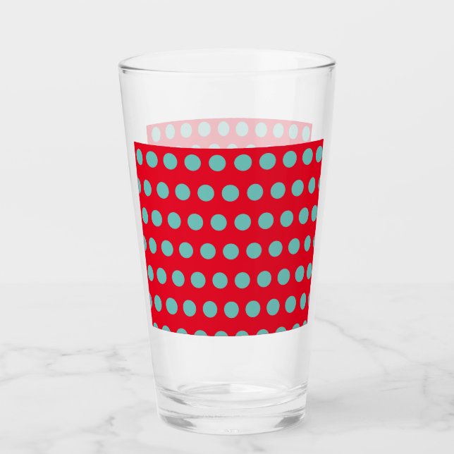Polka (Dot Glass Tumbler) (Red & Aqua) Glaskopp (Framsida)