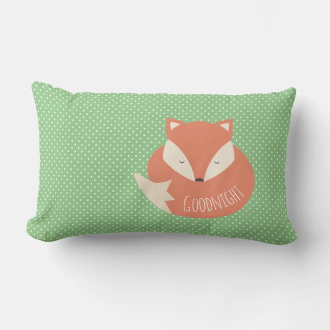 Polka Dot Goodnight Sleeping Fox and Dots Lumbarkudde (Framsida)