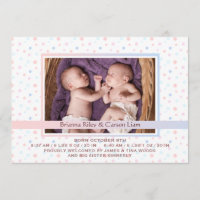 Polka Dot Gräns Mix Photo Birth Notice