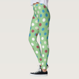 Polka Dot Grönt Leggings