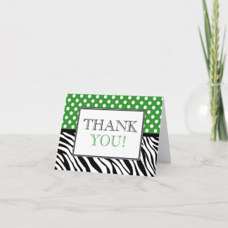 Polka Dot Grönt och Zebra tryck tack, ditt kort
