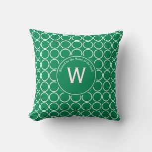 POLKA DOT Grönt Vit anpassad monogram Kudde