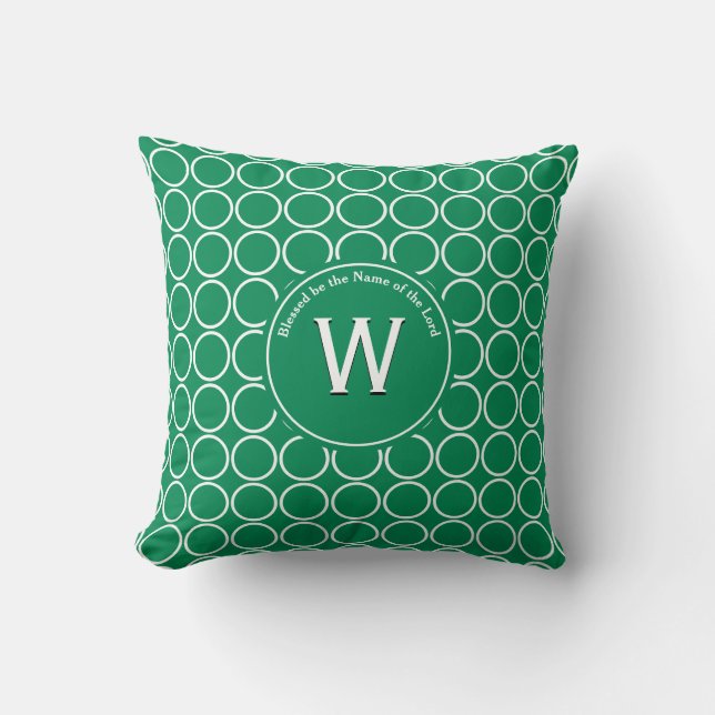 POLKA DOT Grönt Vit anpassad monogram Kudde (Framsida)