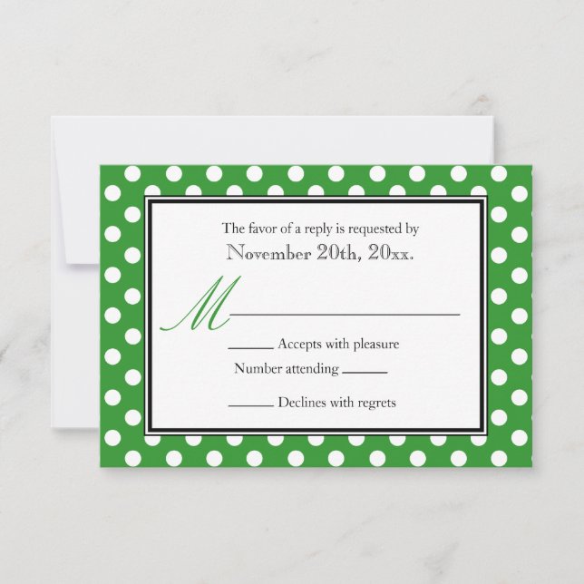 Polka Dot Grönt & White OSA Reply Cards Kort (Framsida)