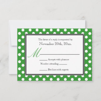 Polka Dot Grönt & White OSA Reply Cards Kort