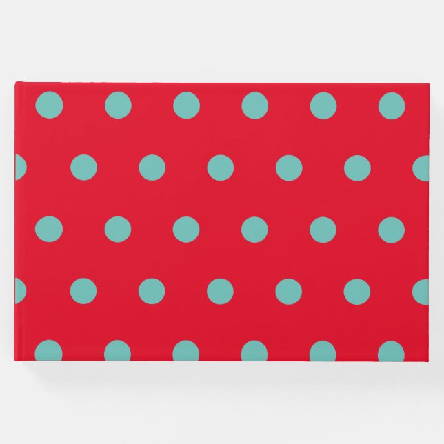 Polka Dot Guest Book (Red & Aqua) Gästböcker (Framsida)