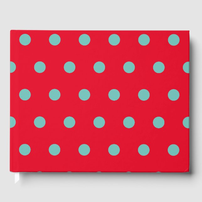 Polka Dot Guest Book (Red & Aqua) Gästböcker (Framsida)