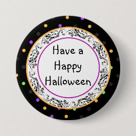 Polka Dot Happy halloween Black Button Knapp