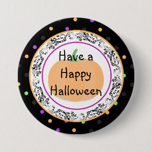 Polka Dot Happy halloween Black Button Knapp