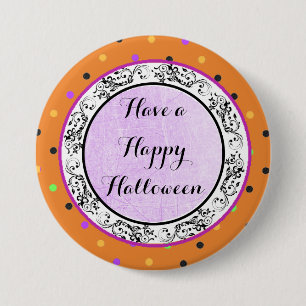 Polka Dot har en Lila i Happy halloween Knapp