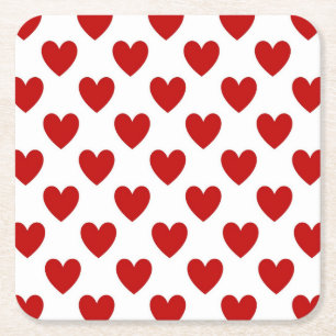 Polka Dot Hearards Underlägg Papper Kvadrat