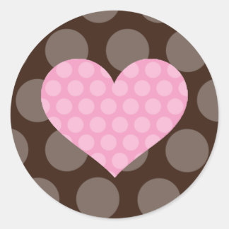 Polka Dot Heart Bröllop Seal Runt Klistermärke