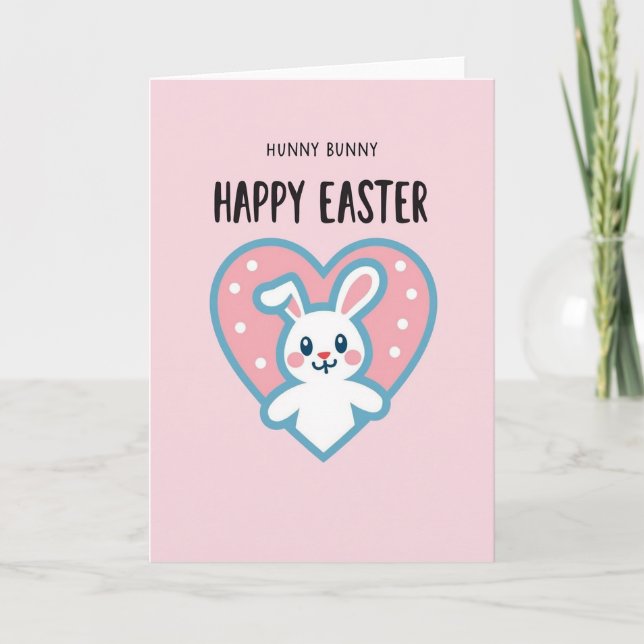 Polka Dot Heart Bunny Card Kort (Framsida)