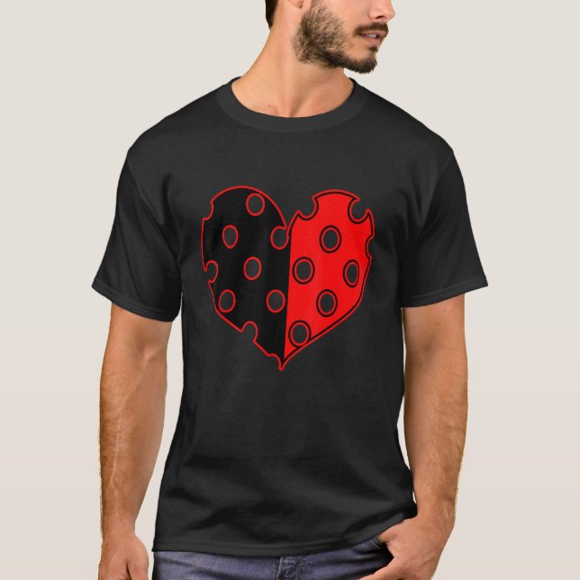 Polka Dot Heart in BLACK AND RED T Shirt (Framsida)