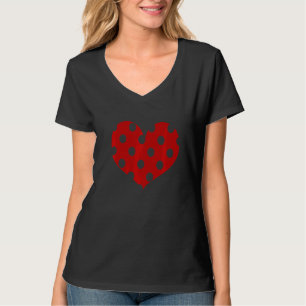 Polka Dot Heart Plain Färg Cherry Red T Shirt