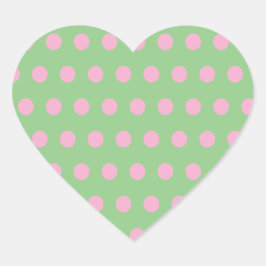 Polka Dot Heart Stickers (Sage Grönt & Pastel Rosa Hjärtformat Klistermärke