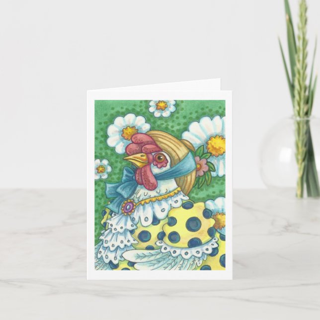 POLKA DOT HEN, CHICKEN PORTRÄTT NOTE CARD Blank Kort (Framsida)