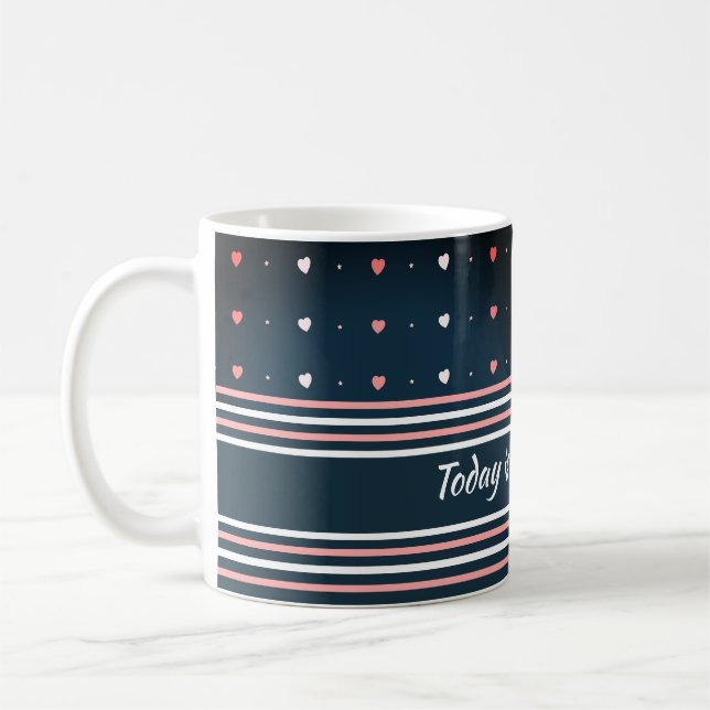 Polka dot-hjärtan mönster Coffee Mugg (Vänster)