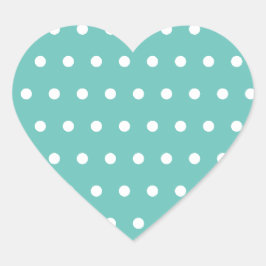 Polka Dot Hjärtformade Stickers (Aqua & White) Hjärtformat Klistermärke