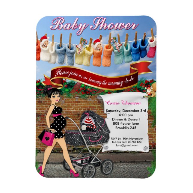 Polka Dot-julets gatuscen Babydusch Magnet (Vertikal)