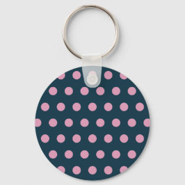 Polka Dot Keychain (Midnight Blue & Soft Rosa) Nyckelring