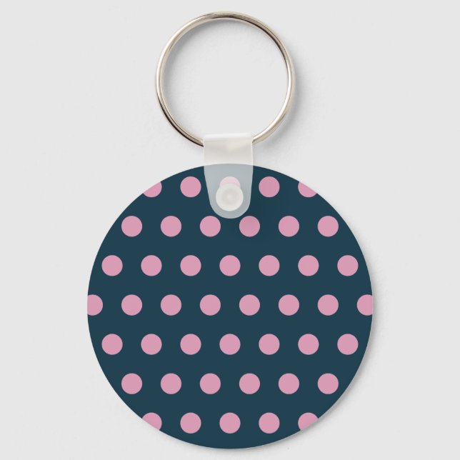 Polka Dot Keychain (Midnight Blue & Soft Rosa) Nyckelring (Framsida)