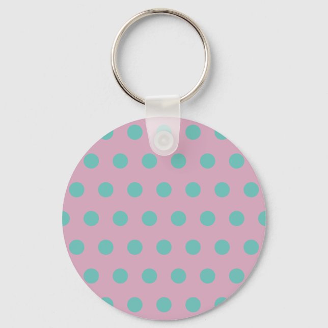 Polka Dot Keychain (Rosa & Aqua) Nyckelring (Framsida)
