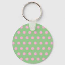 Polka Dot Keychain (Sage Grönt & Pastel Rosa) Nyckelring