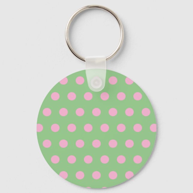 Polka Dot Keychain (Sage Grönt & Pastel Rosa) Nyckelring (Framsida)