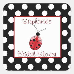 Polka Dot & Ladybug Möhippa Sticker Fyrkantigt Klistermärke