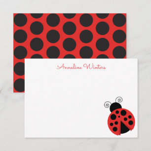 Polka Dot Ladybug Personlig Note Card Tack Kort