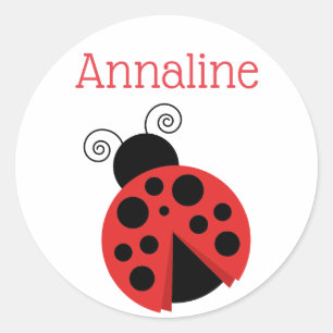 Polka Dot Ladybug Personlig Stickers Runt Klistermärke