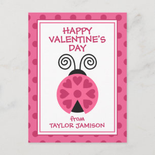 Polka Dot Ladybug Personlig Valentines kort