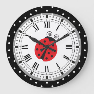 Polka Dot Ladybug Retro Stil Clock Stor Klocka