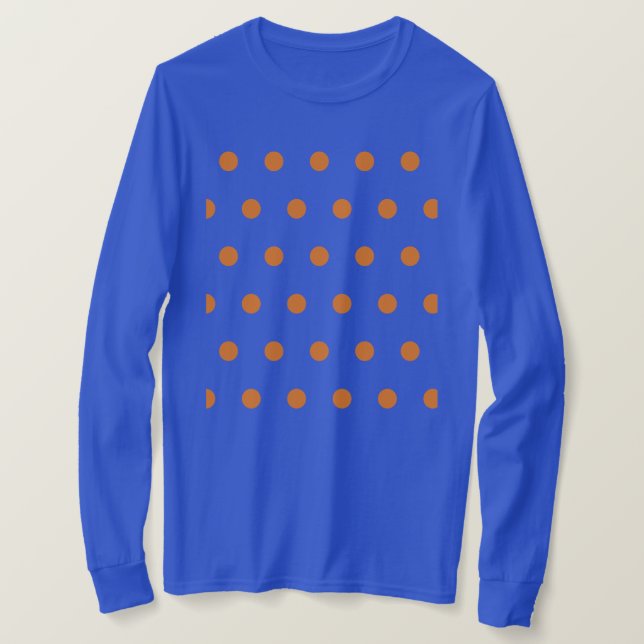 Polka Dot Långärmad T-Shirt (Denim Blue & Orange) (Design framsida)