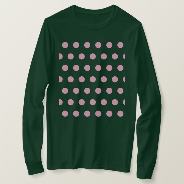 Polka Dot Långärmad T-Shirt (Sage Grönt & Rosa) (Design framsida)