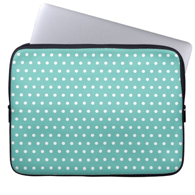Polka Dot Laptop Fodral (Aqua & White) (Framsidan)