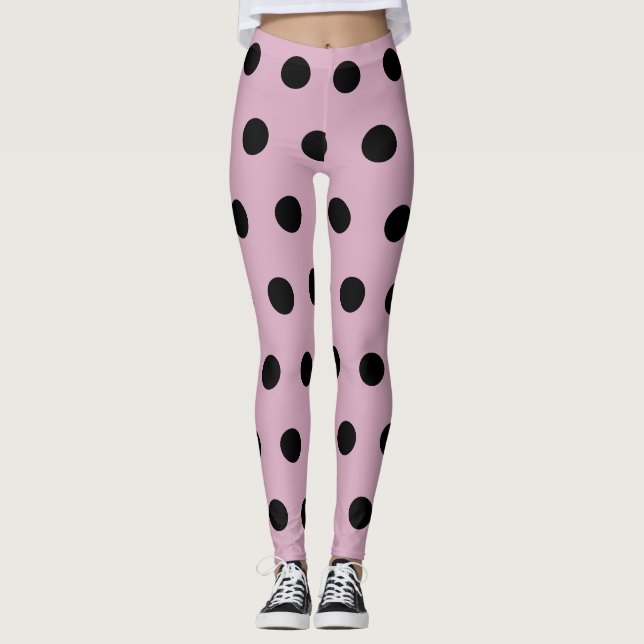 Polka Dot Leggings (Rosa & Black) (Framsida)